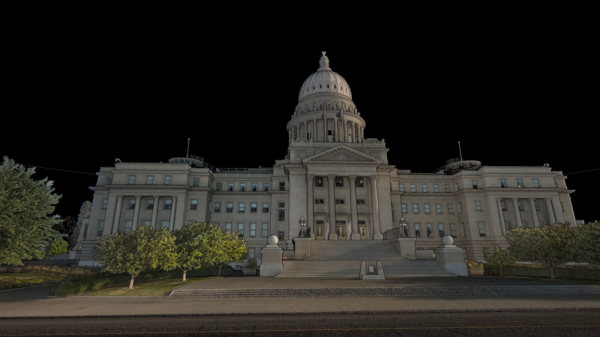 Imagen de la nube de puntos del edificio del Capitolio del Estado de Idaho